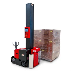 Robot envolvedor de pallets automático CTP-601 aplicando film stretch sobre carga paletizada